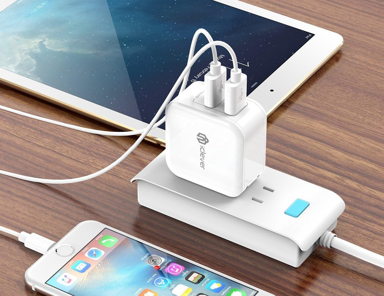 Boostcube 2nd Generation 24W Dual USB Wall Charger with SmartID Technology and Foldable Plug, Travel Power Adapter for iPhone and iPad Devices
