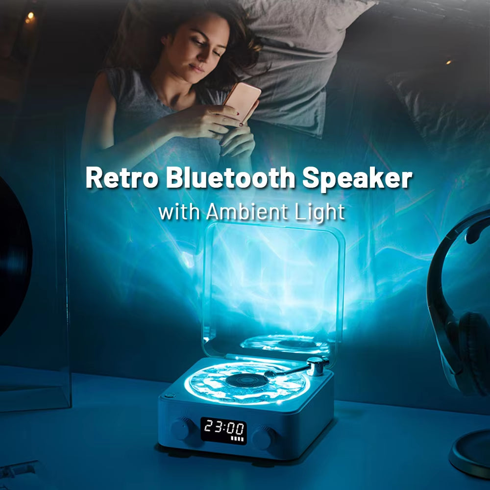 Portable Mini Retro Bluetooth Speaker with Subwoofer and RGB Lighting - White Noise Sleep Aid with TF Card Support