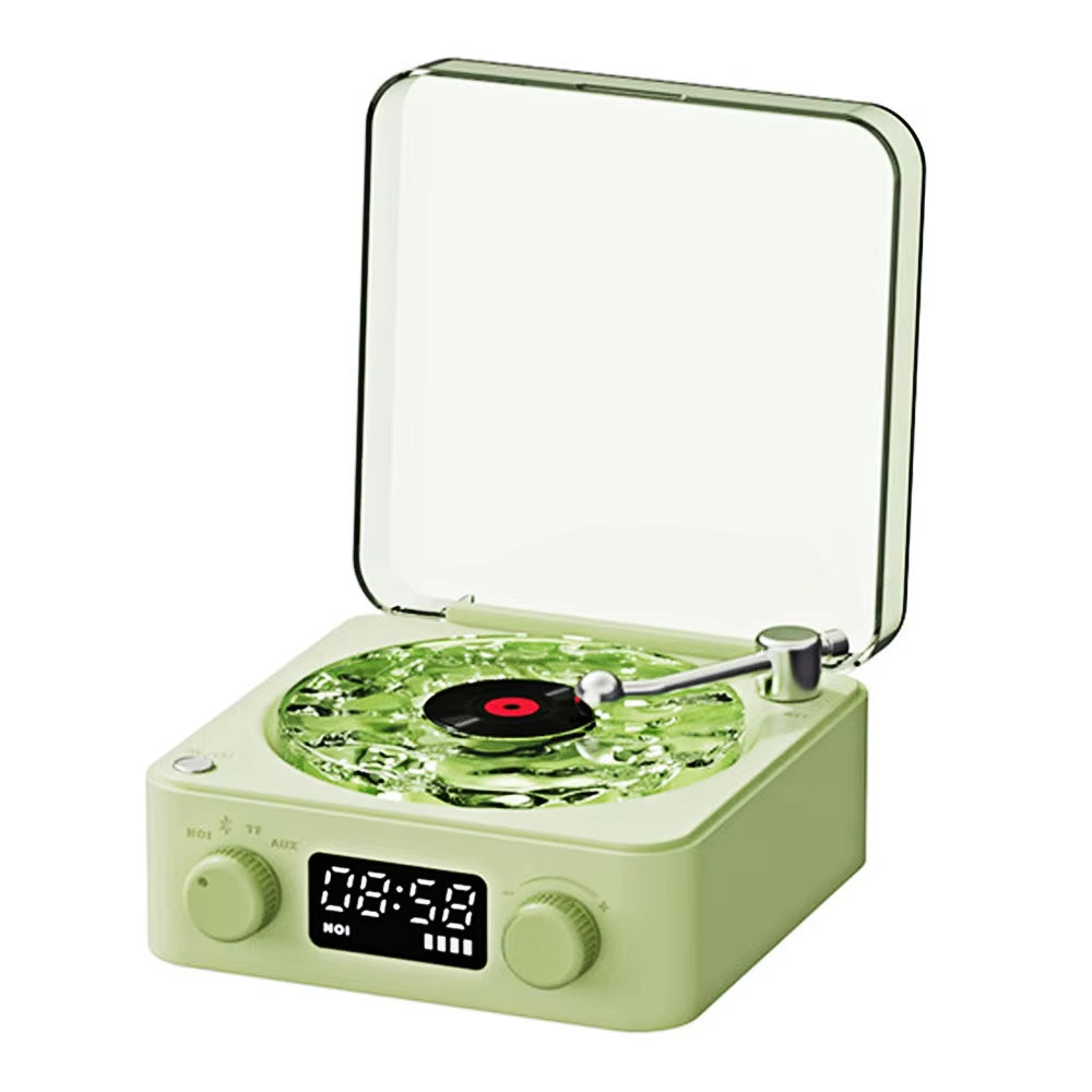 Portable Mini Retro Bluetooth Speaker with Subwoofer and RGB Lighting - White Noise Sleep Aid with TF Card Support
