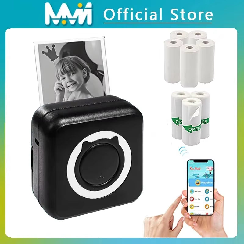 Mini Portable Thermal Photo Printer with Wireless Bluetooth Connectivity - 200 DPI Label Printing
