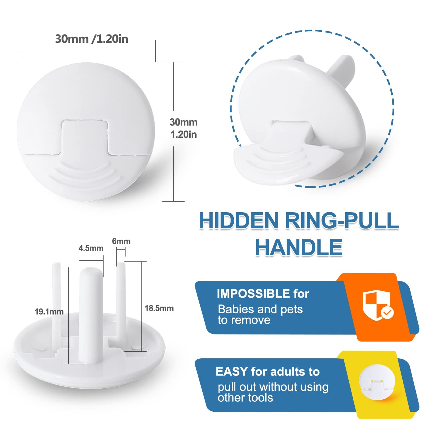 Baby Safety Outlet Covers - 38 Pack White Plug Covers for Electrical Outlets, Childproof Socket Protection, Easy Installation for Home and Office