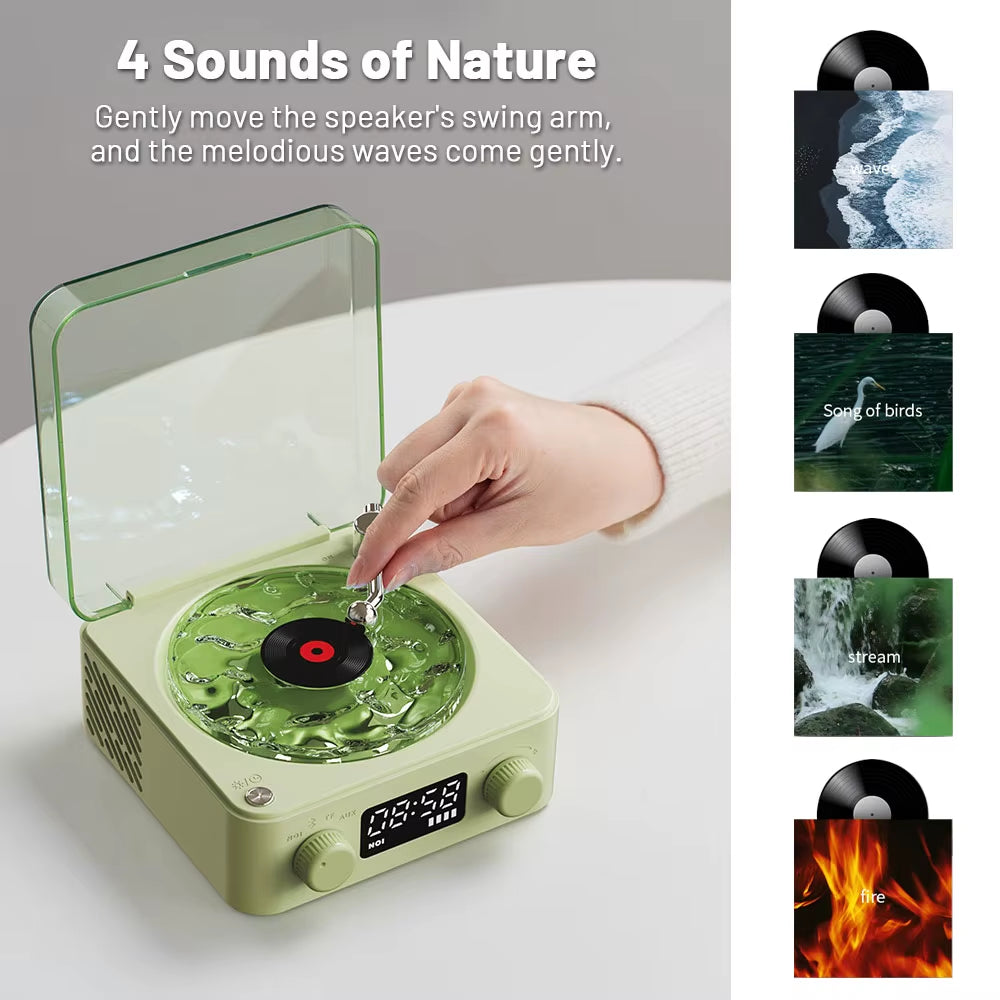 Portable Mini Retro Bluetooth Speaker with Subwoofer and RGB Lighting - White Noise Sleep Aid with TF Card Support