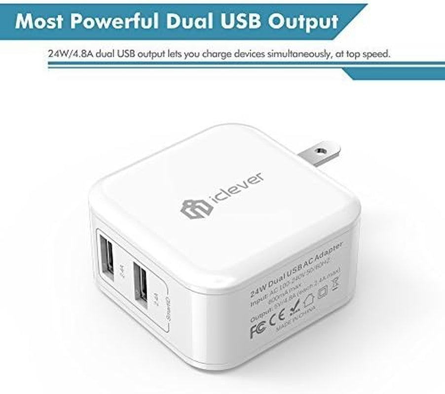 Boostcube 2nd Generation 24W Dual USB Wall Charger with SmartID Technology and Foldable Plug, Travel Power Adapter for iPhone and iPad Devices