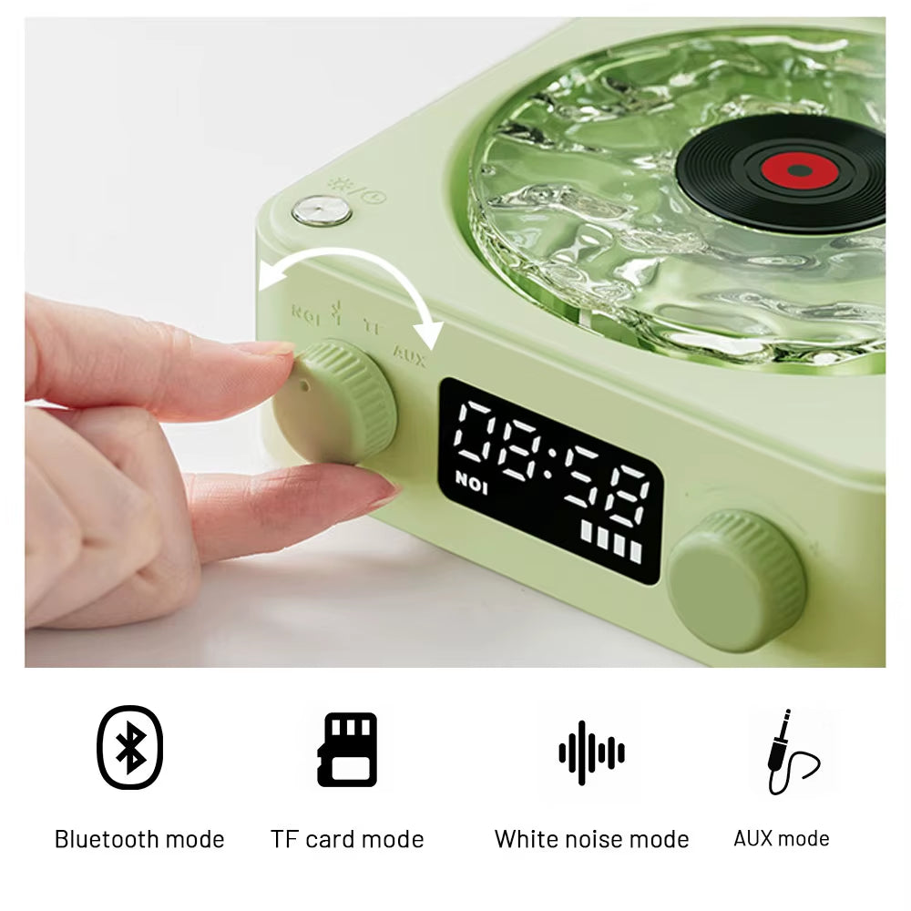 Portable Mini Retro Bluetooth Speaker with Subwoofer and RGB Lighting - White Noise Sleep Aid with TF Card Support