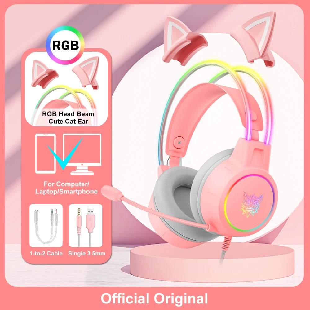 X15 Pro Wired Gaming Headset with RGB Head Beam and Flexible Microphone Control for PC Gamers