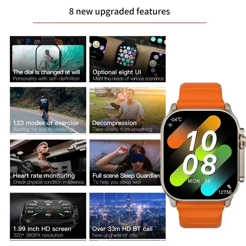 Bluetooth Smartwatch with Message Alerts, Heart Rate Monitoring, and Sports Features for Android and iOS - Unisex Design