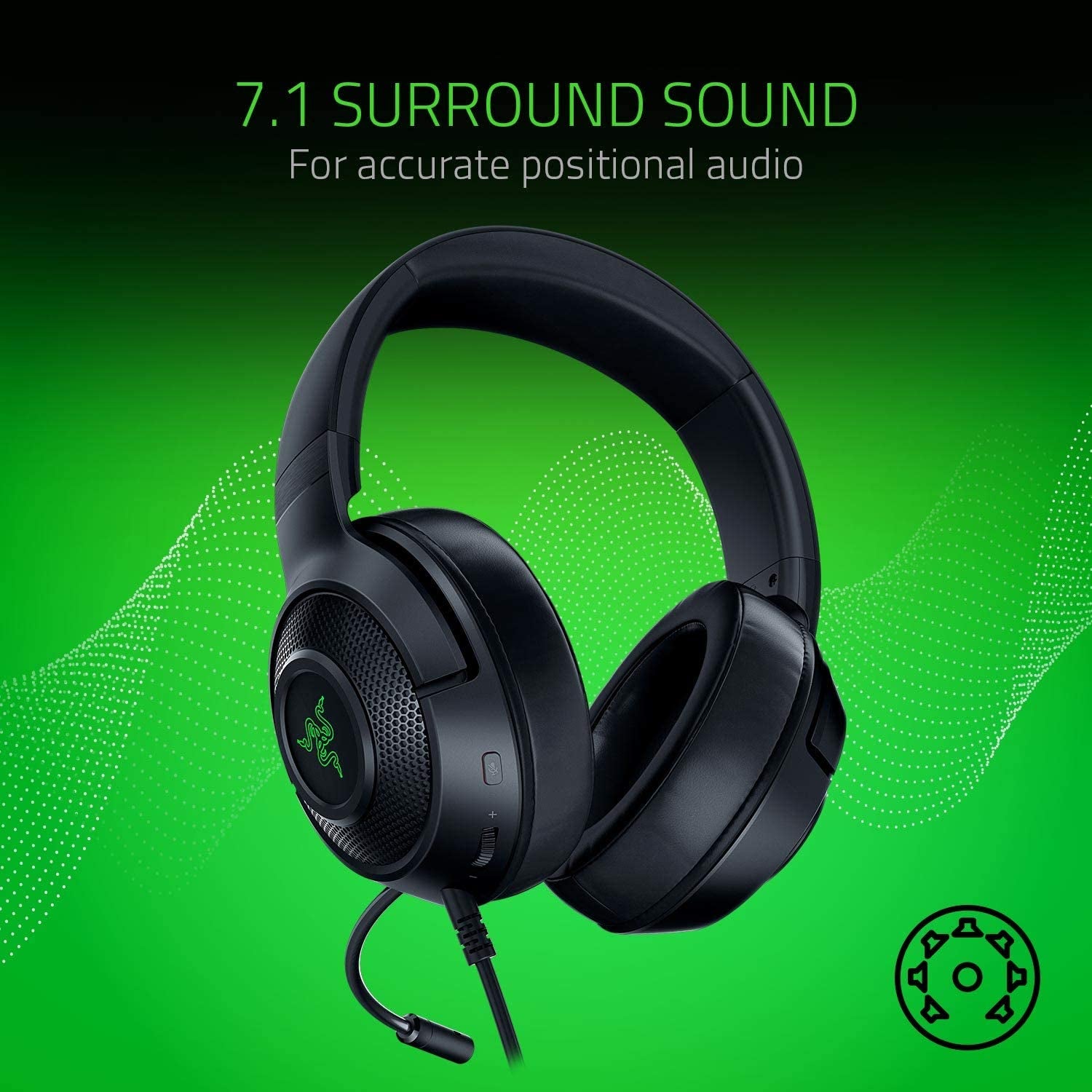Kraken X USB Ultralight Gaming Headset with 7.1 Surround Sound and Lightweight Frame for PC - Classic Black with Base Station V2 Chroma