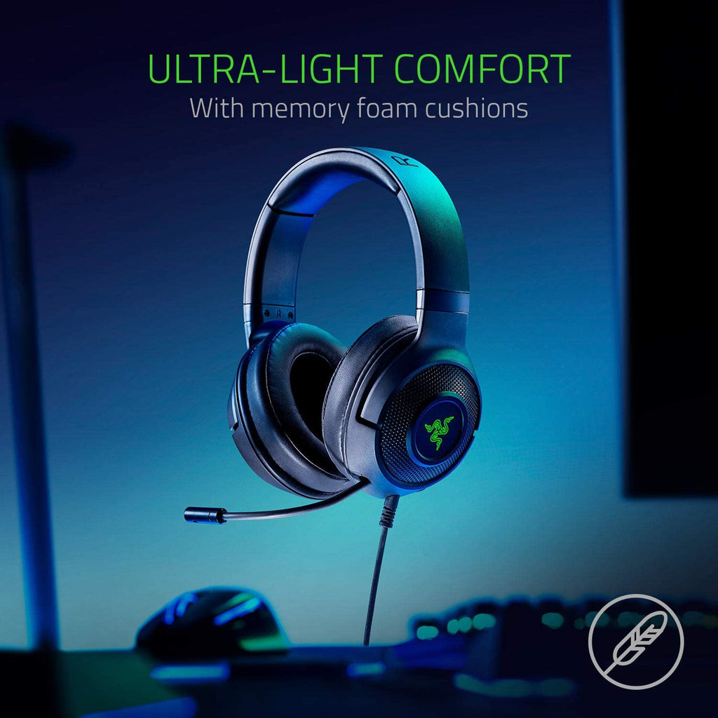 Kraken X USB Ultralight Gaming Headset with 7.1 Surround Sound and Lightweight Frame for PC - Classic Black with Base Station V2 Chroma