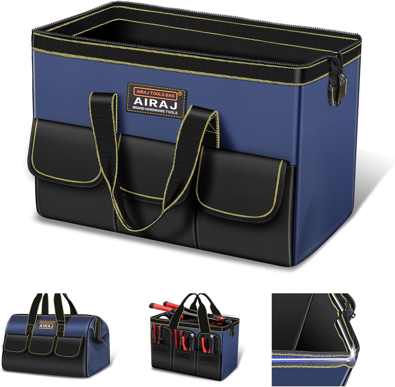 16 Inch Tool Bag,Wide Mouth Tool Bags for Men,Tools Organizer for Home Repairs,Garage Storage,Professional Work,Portable Small Toolbags