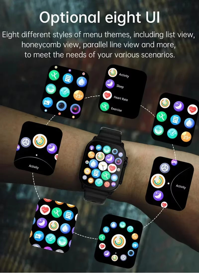 Bluetooth Smartwatch with Message Alerts, Heart Rate Monitoring, and Sports Features for Android and iOS - Unisex Design