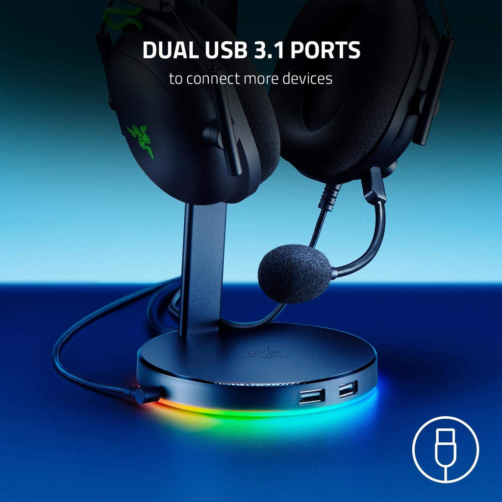 Kraken X USB Ultralight Gaming Headset with 7.1 Surround Sound and Lightweight Frame for PC - Classic Black with Base Station V2 Chroma
