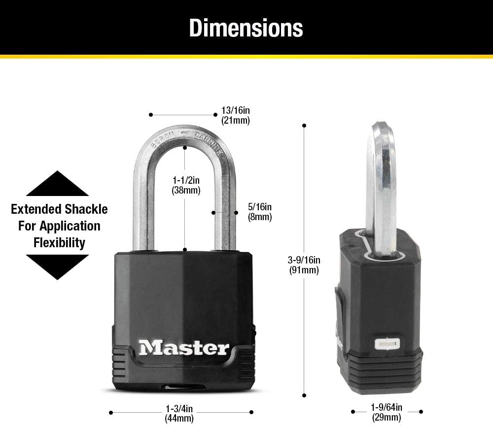 Black Key Lock, Heavy Duty Weather Resistant Padlock with Cover, Keyed Alike Padlocks for Outdoor Use, 4 Pack, M115XQLF