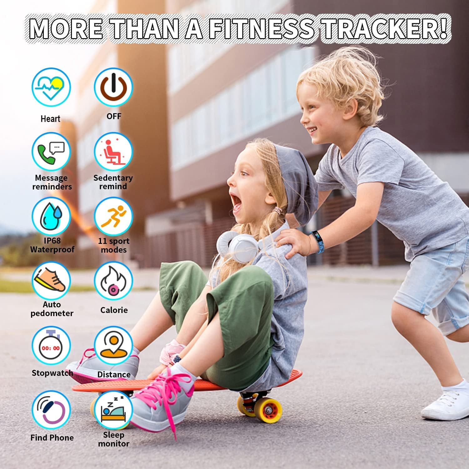 Children's Fitness Tracker Watch with Pedometer, Stopwatch, IP68 Waterproof Rating, and 11 Sport Modes for Ages 6-16