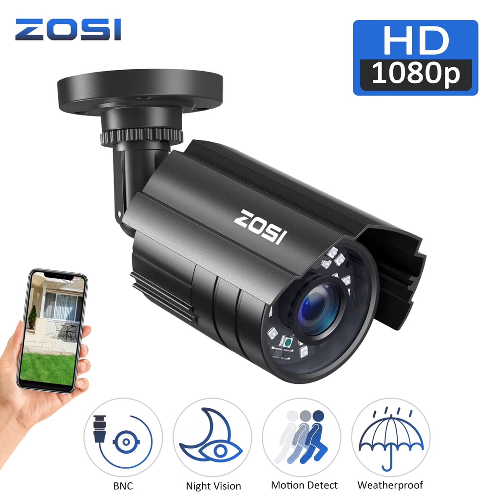 1080P HD TVI Security Camera - Versatile 4-in-1 Wired Outdoor Bullet Camera for Residential and Commercial CCTV Systems with Night Vision Capability