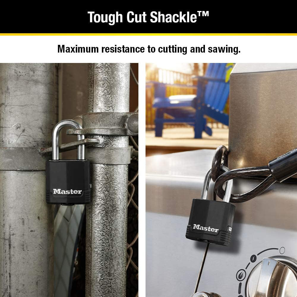 Black Key Lock, Heavy Duty Weather Resistant Padlock with Cover, Keyed Alike Padlocks for Outdoor Use, 4 Pack, M115XQLF