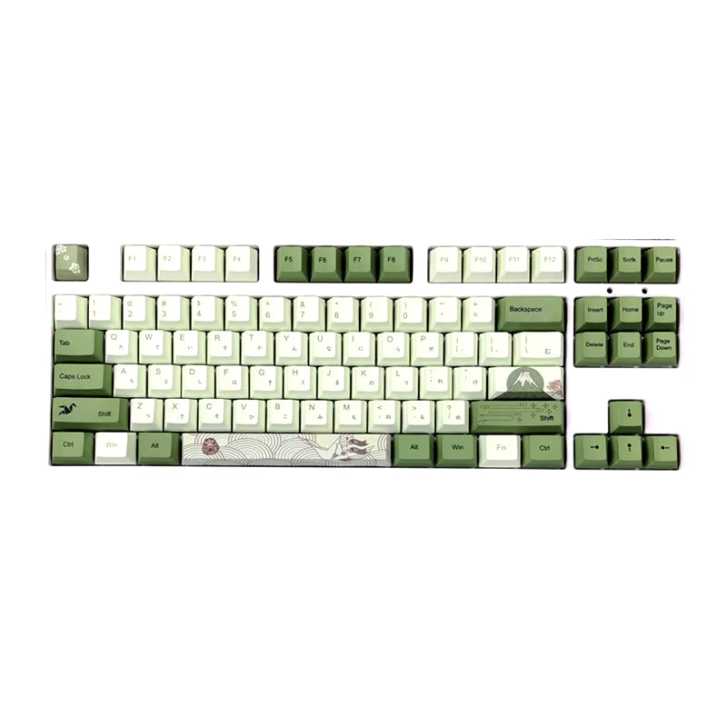 127-Key Cherry Profile Matcha Green PBT Keycap Set for Mechanical Keyboards - Dye-Subbed Mountain Forest Custom DIY MX Switch Compatible