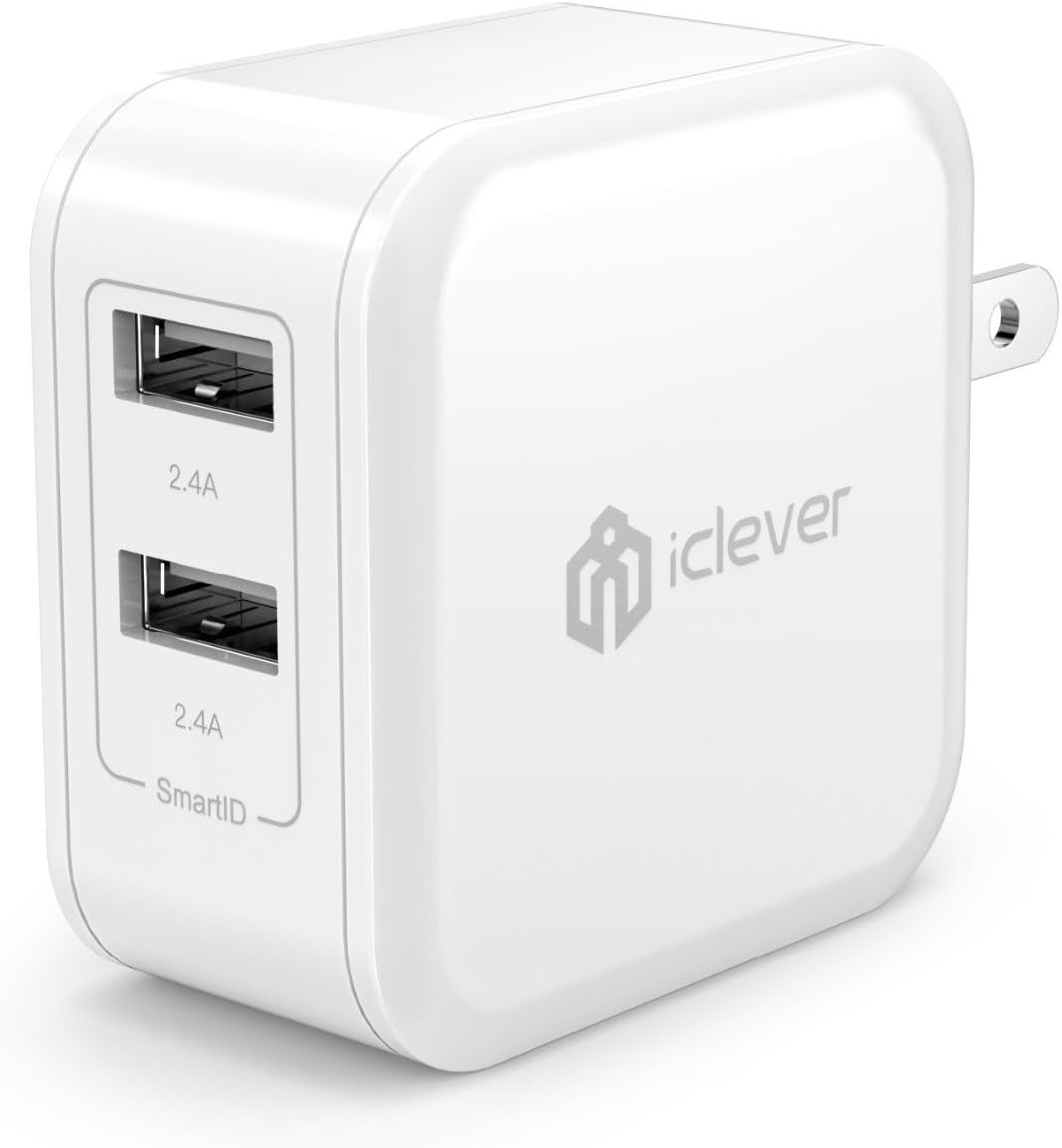 Boostcube 2nd Generation 24W Dual USB Wall Charger with SmartID Technology and Foldable Plug, Travel Power Adapter for iPhone and iPad Devices