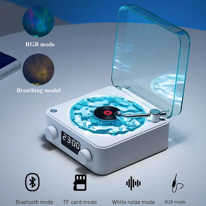 Portable Mini Retro Bluetooth Speaker with Subwoofer and RGB Lighting - White Noise Sleep Aid with TF Card Support