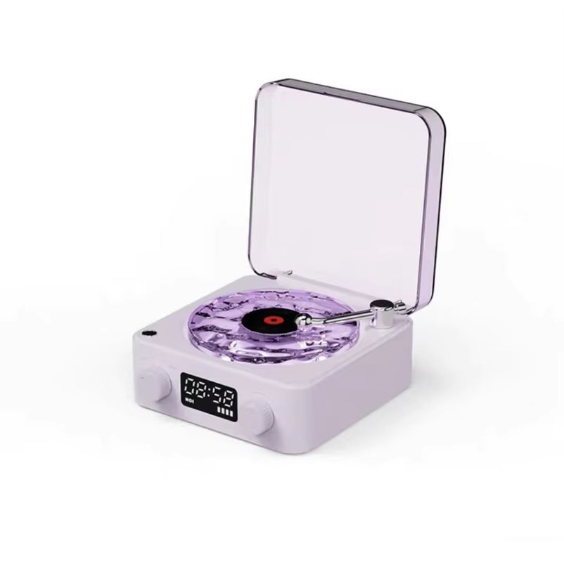 Portable Mini Retro Bluetooth Speaker with Subwoofer and RGB Lighting - White Noise Sleep Aid with TF Card Support