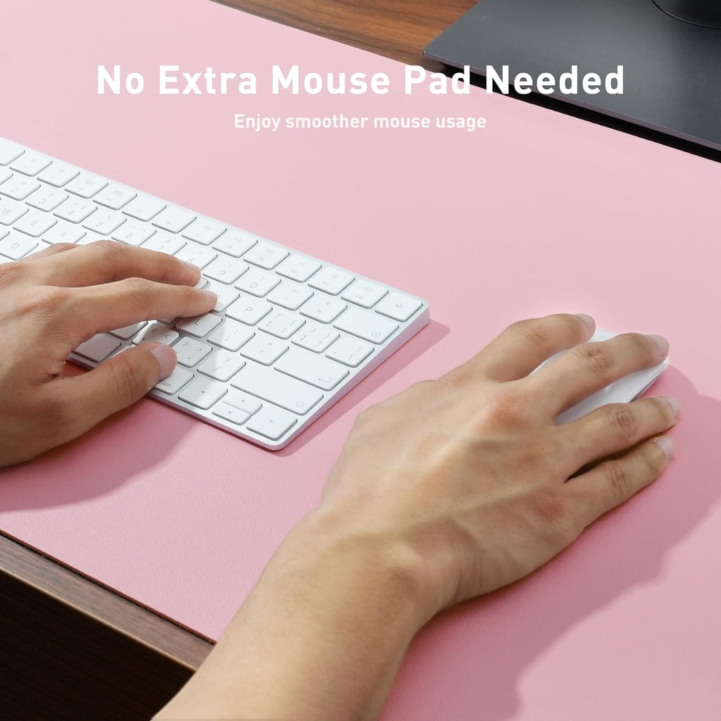 Leather Desk Pad Protector and Mouse Pad - Non-Slip PU Leather Blotter, Waterproof Writing Mat for Office and Home (31.5" x 15.7", Fairy Pink)