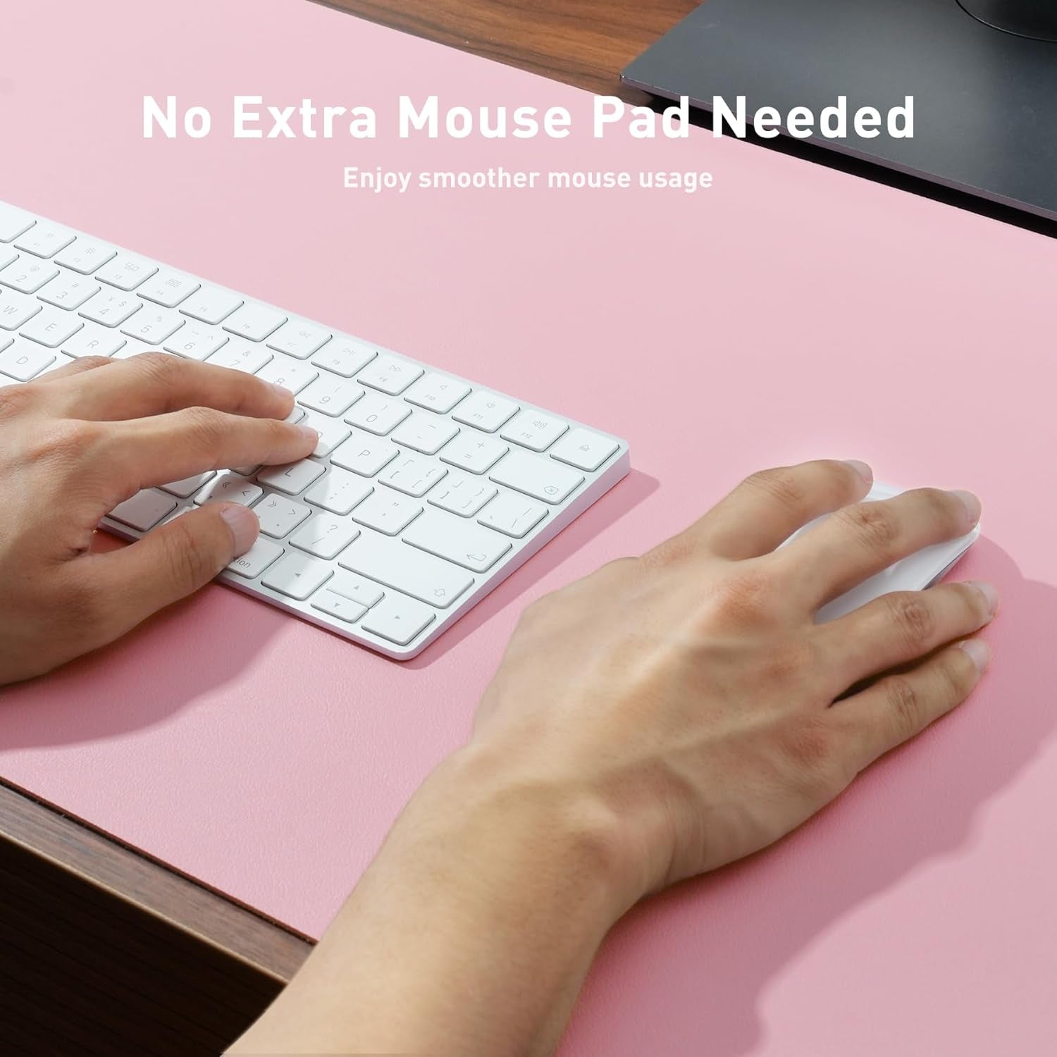 Leather Desk Pad Protector and Mouse Pad - Non-Slip PU Leather Blotter, Waterproof Writing Mat for Office and Home (31.5" x 15.7", Fairy Pink)