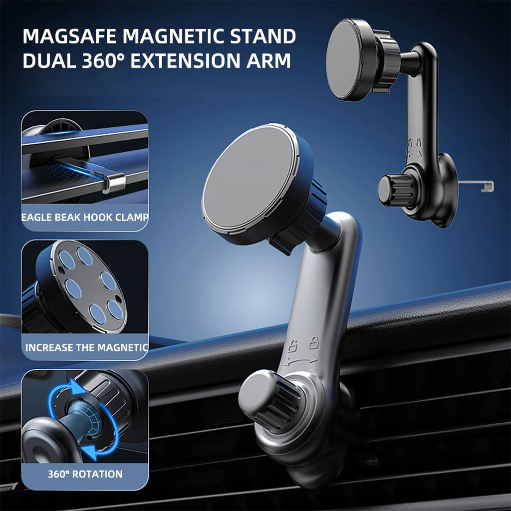 Universal Magnetic Car Phone Holder for 4.7-7 Inch Devices - Air Vent Mount, Shockproof GPS Clip, Smartphone Stand