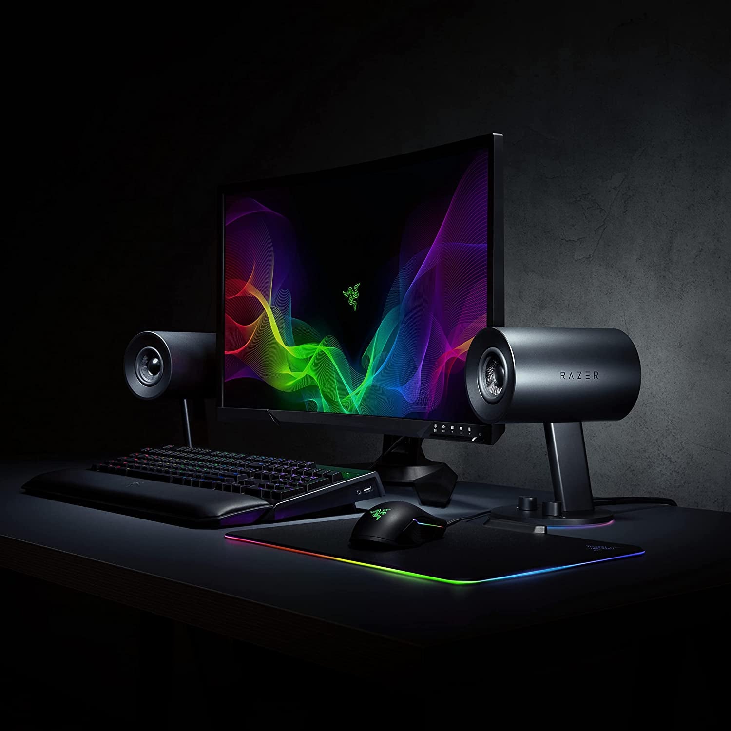 Nommo Chroma 2.0 PC Gaming Speakers with Custom Woven 3" Glass Fiber Drivers, Rear-Facing Bass Ports, Bass Knob with Automatic Gain Control, and Chroma Lighting - Black