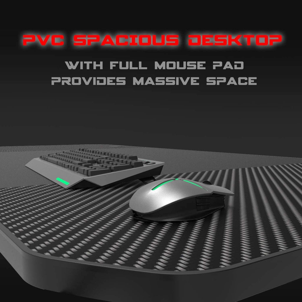 Ergonomic 63-Inch Gaming Desk with Integrated Mouse Pad, Gaming Handle Rack, Cup Holder, and Headphone Hook