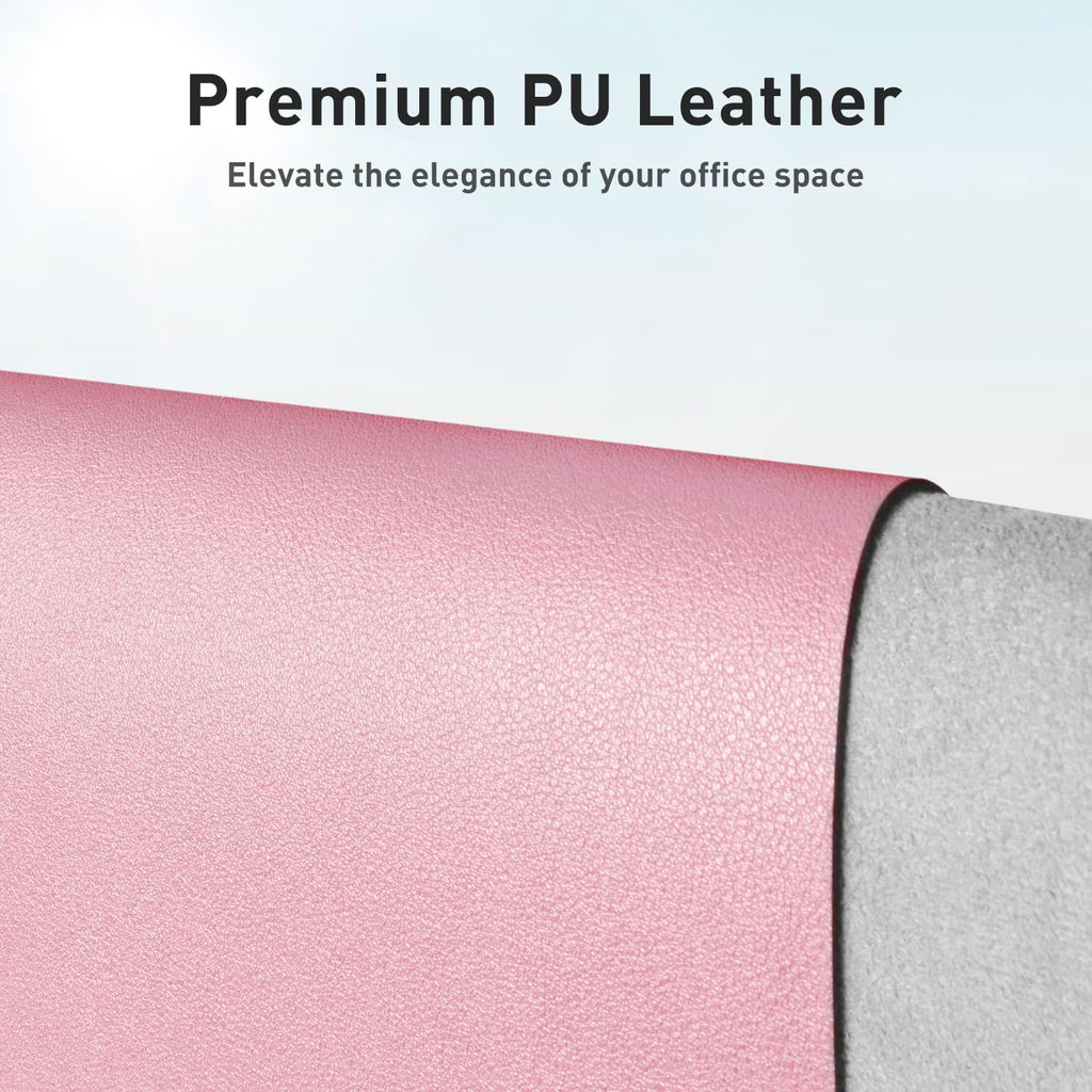 Leather Desk Pad Protector and Mouse Pad - Non-Slip PU Leather Blotter, Waterproof Writing Mat for Office and Home (31.5" x 15.7", Fairy Pink)