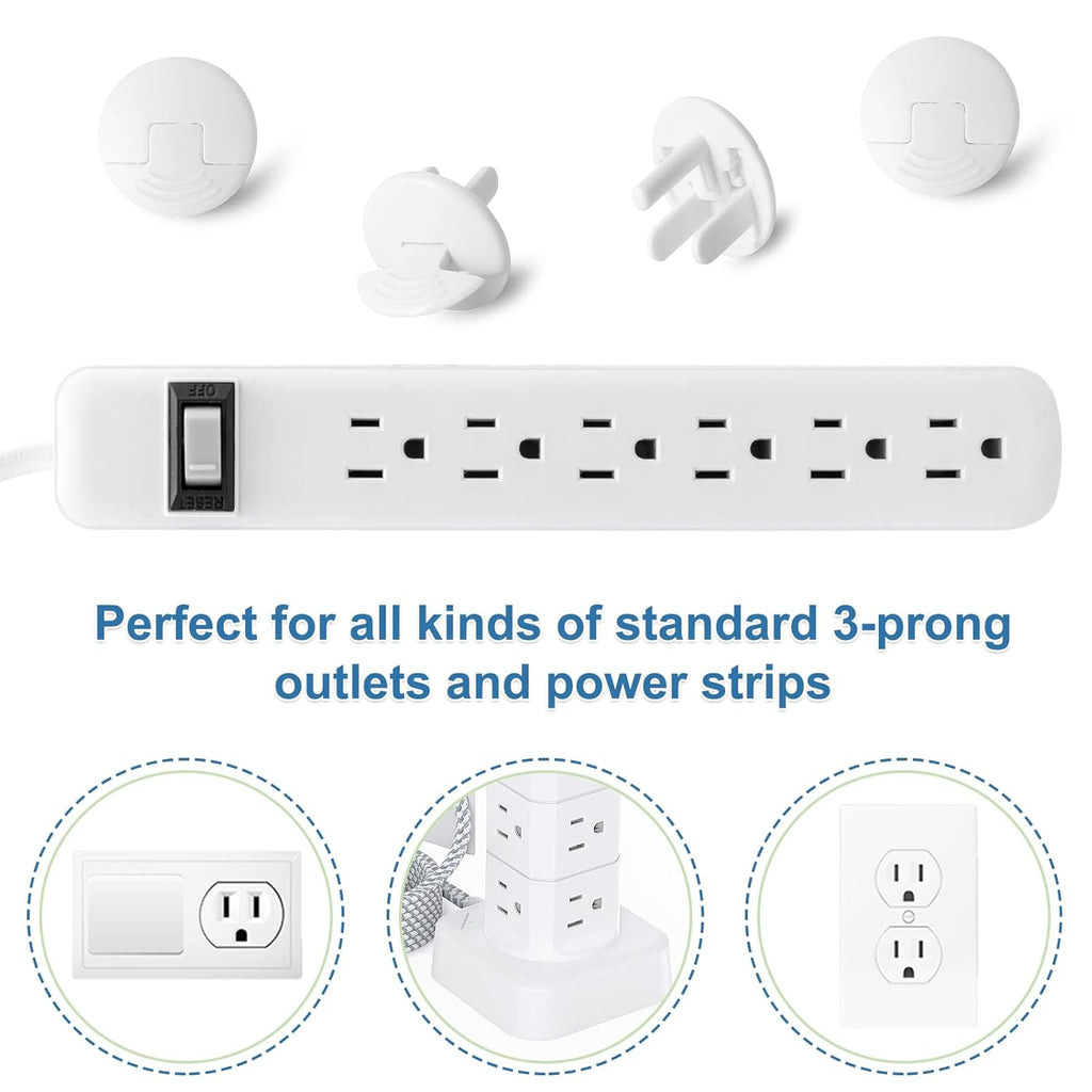 Baby Safety Outlet Covers - 38 Pack White Plug Covers for Electrical Outlets, Childproof Socket Protection, Easy Installation for Home and Office