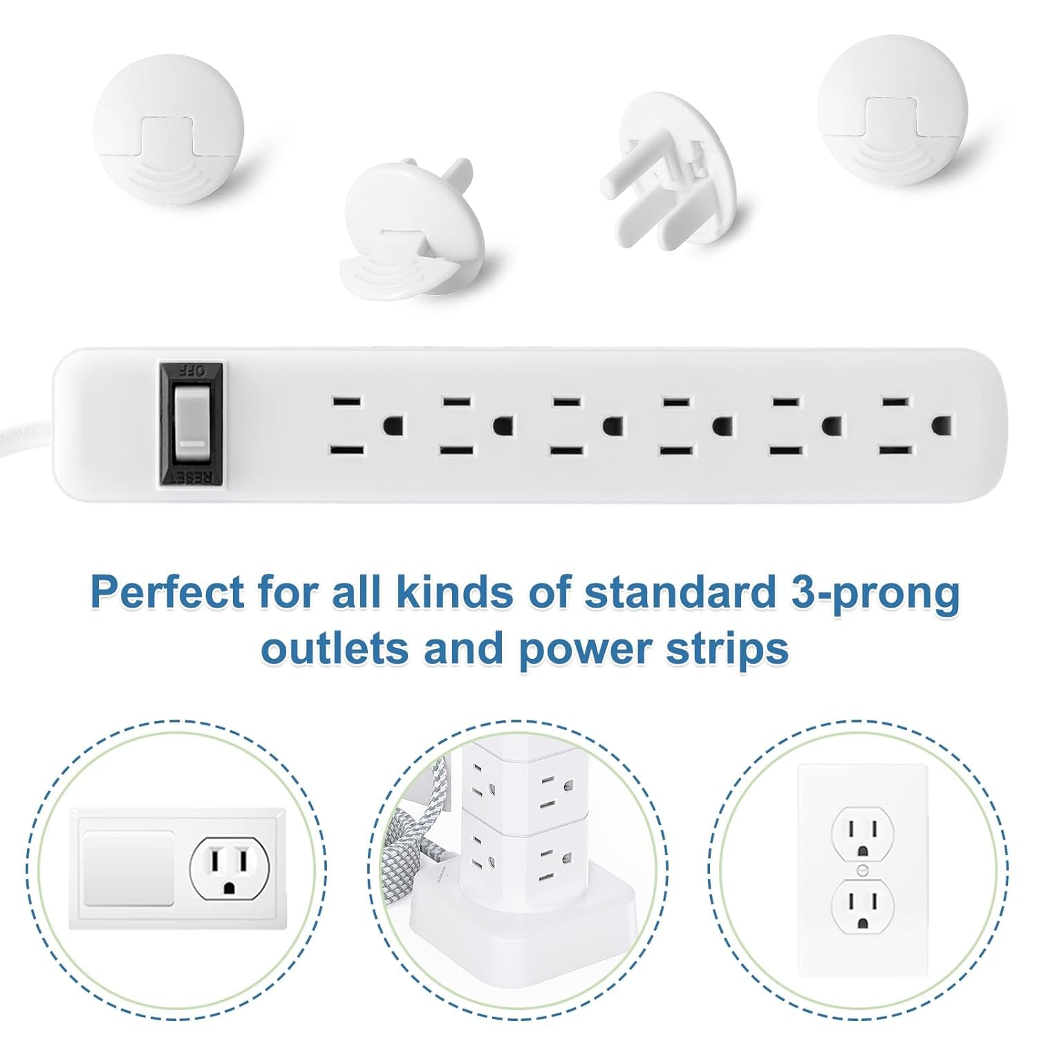 Baby Safety Outlet Covers - 38 Pack White Plug Covers for Electrical Outlets, Childproof Socket Protection, Easy Installation for Home and Office