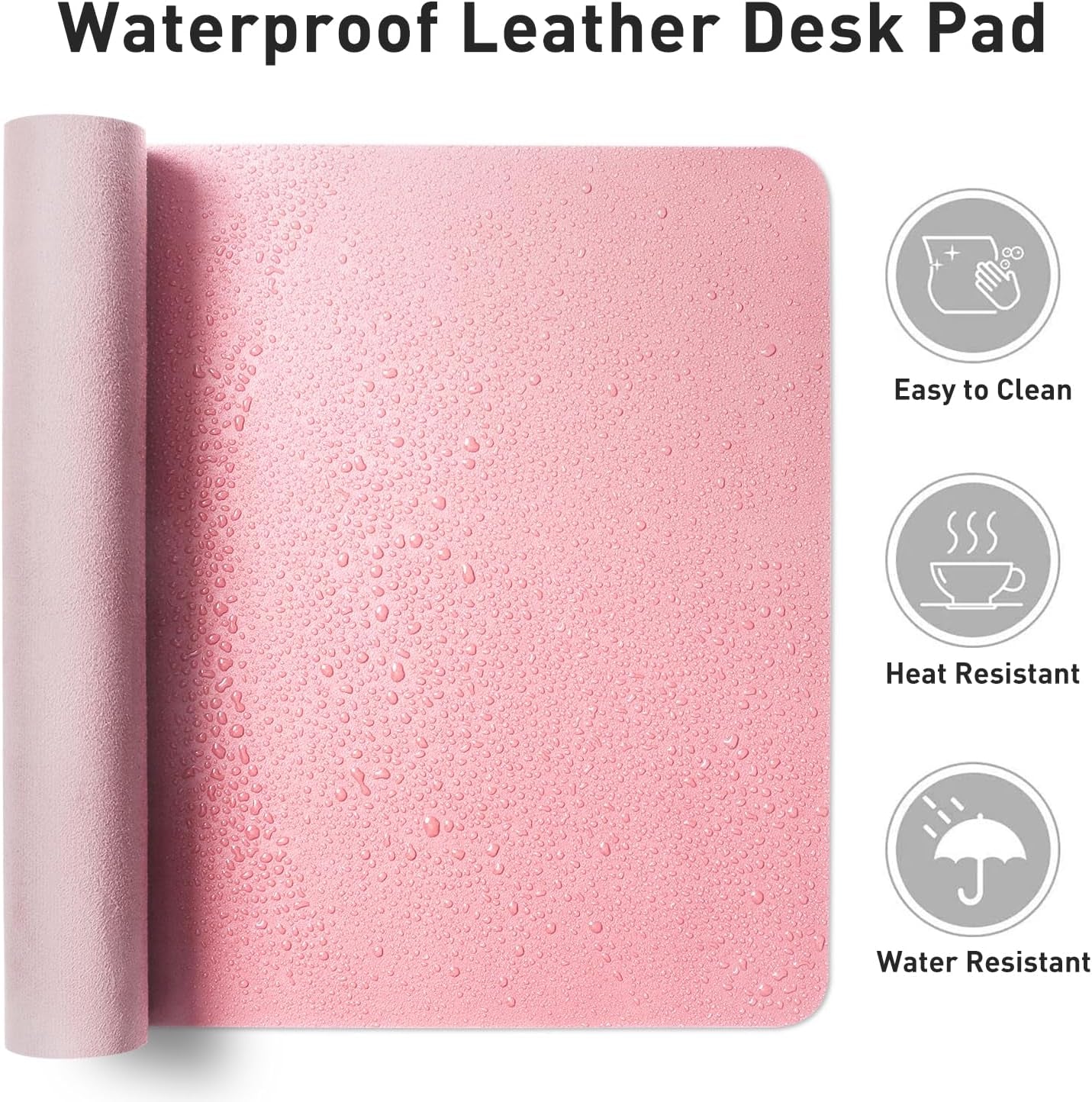 Leather Desk Pad Protector and Mouse Pad - Non-Slip PU Leather Blotter, Waterproof Writing Mat for Office and Home (31.5" x 15.7", Fairy Pink)
