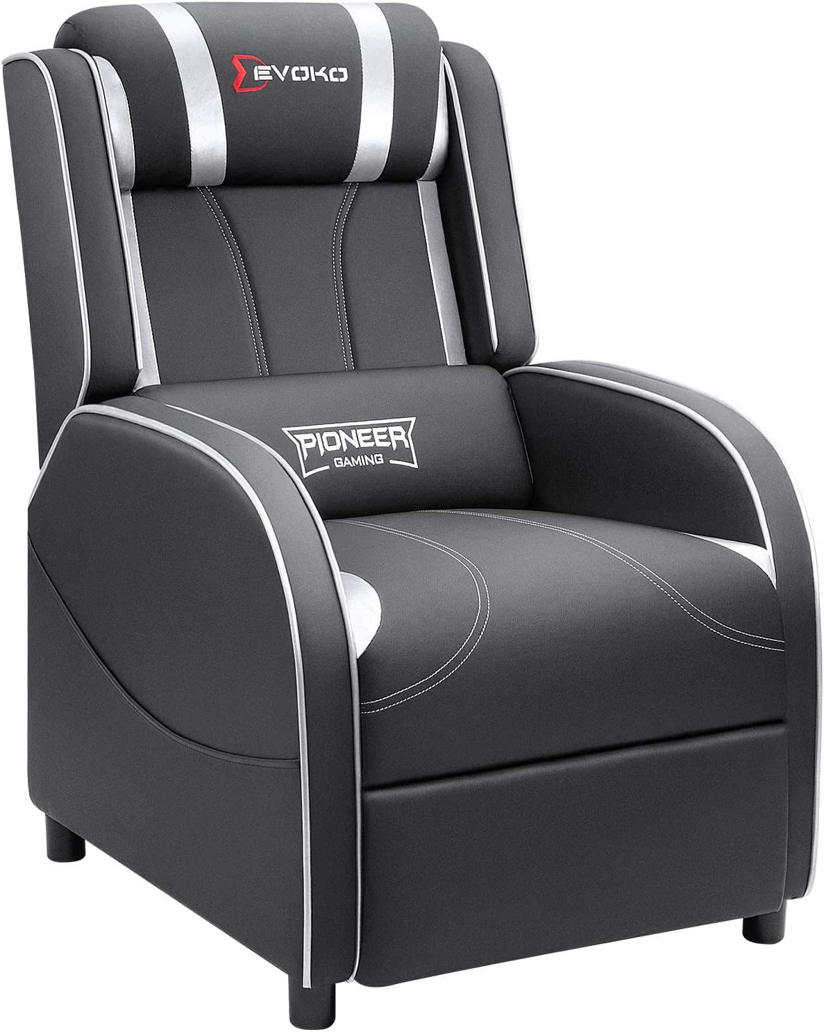 Modern PU Leather Gaming Recliner Chair for Home Theater and Living Room Seating (Silver)