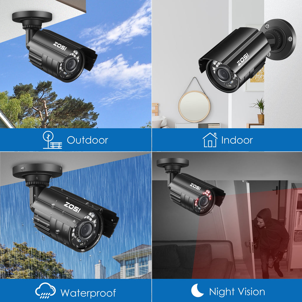 1080P HD TVI Security Camera - Versatile 4-in-1 Wired Outdoor Bullet Camera for Residential and Commercial CCTV Systems with Night Vision Capability