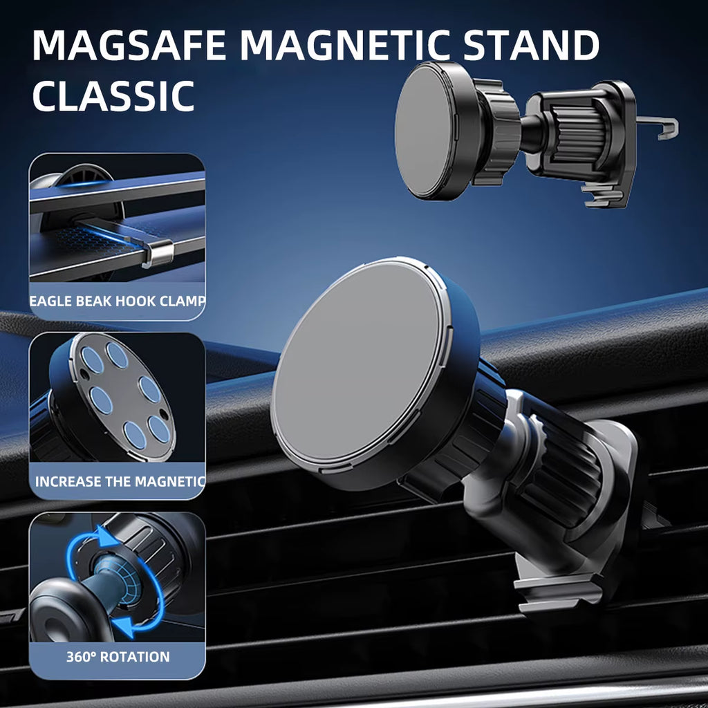 Universal Magnetic Car Phone Holder for 4.7-7 Inch Devices - Air Vent Mount, Shockproof GPS Clip, Smartphone Stand