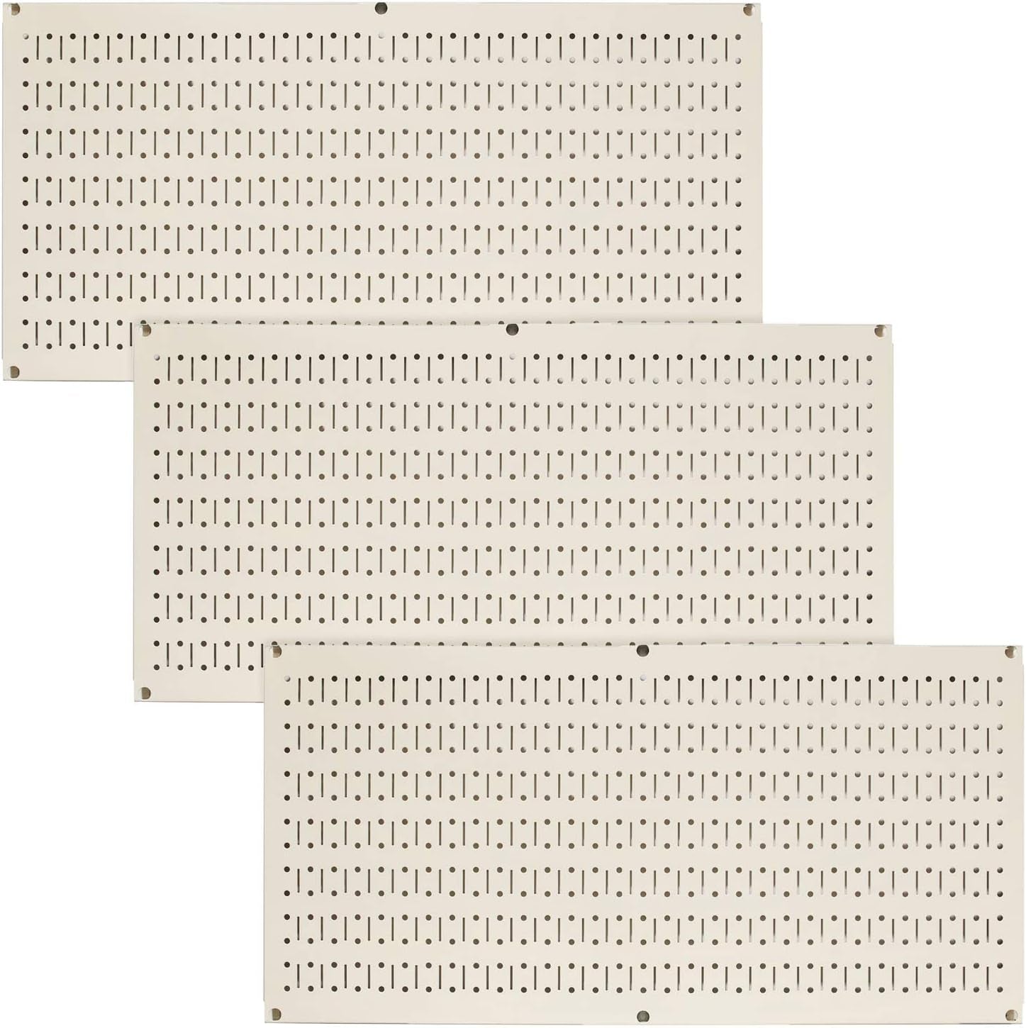 Pegboard Value Pack - Set of Three 16-Inch Tall x 32-Inch Wide Horizontal Metal Wallboards for Home and Garage Tool Storage Organization (Beige)