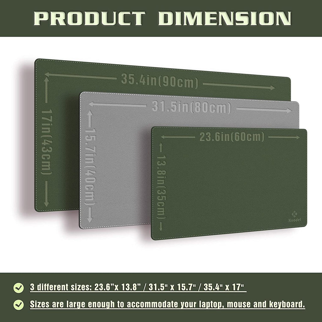Dual-Sided Waterproof Desk Mat and Blotter, PVC Leather Pad Protector for Office Use (Dark Green, 31.5" x 15.7")