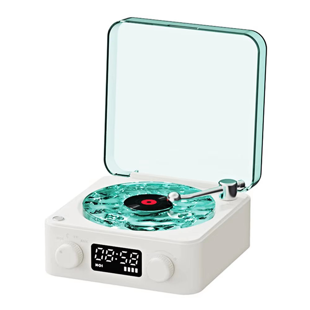 Portable Mini Retro Bluetooth Speaker with Subwoofer and RGB Lighting - White Noise Sleep Aid with TF Card Support