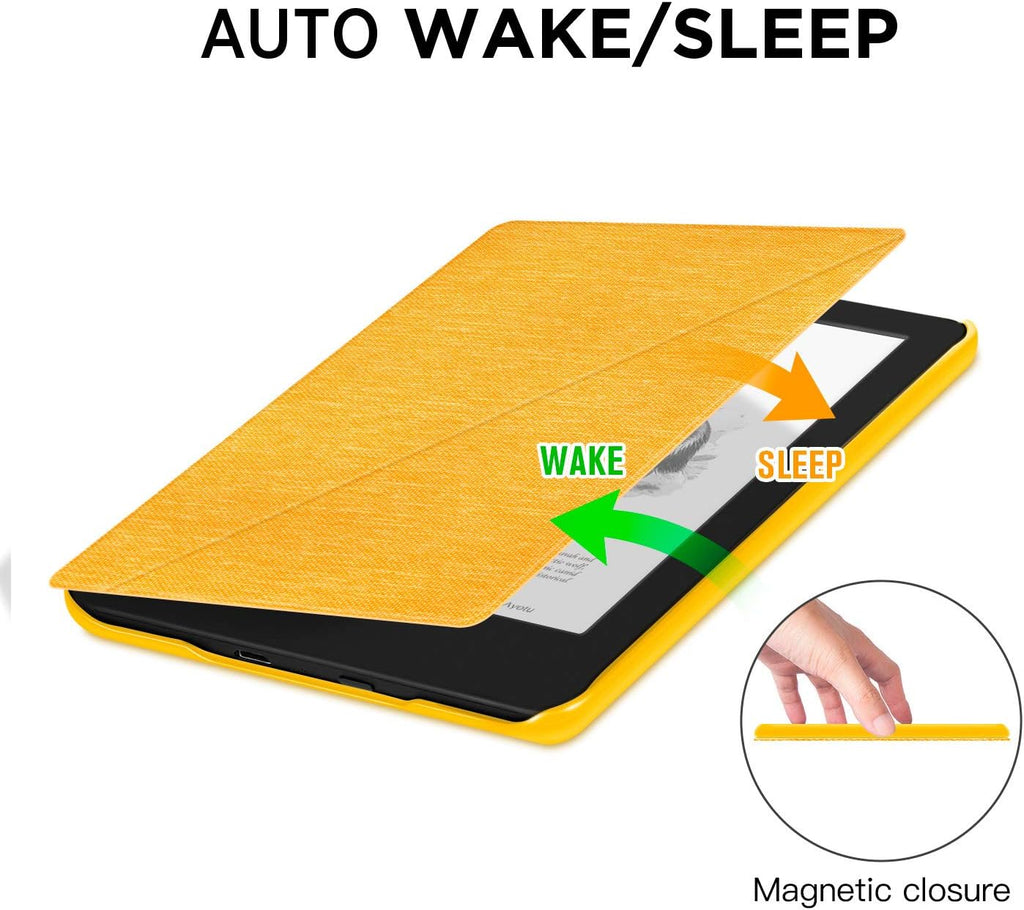 Fabric Folding Case for Kindle (10Th Generation - 2019 Release), Lightweight Hands-Free Stand Cover with Auto Wake/Sleep, Only Suitable for Kindle 10Th Generation 2019 Released, Yellow