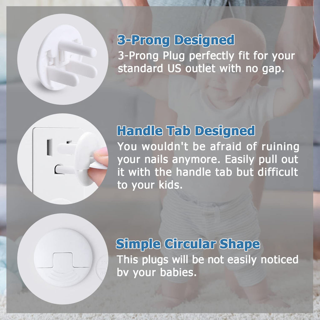 Baby Safety Outlet Covers - 38 Pack White Plug Covers for Electrical Outlets, Childproof Socket Protection, Easy Installation for Home and Office