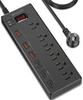Surge Protector Power Strip with 6 AC Outlets and 6 USB Ports (3 USB-C & 3 USB-A), 20W PD Fast Charging, 6 Ft Flat Plug Extension Cord, 1625W/13A, Ideal for Home Office Use