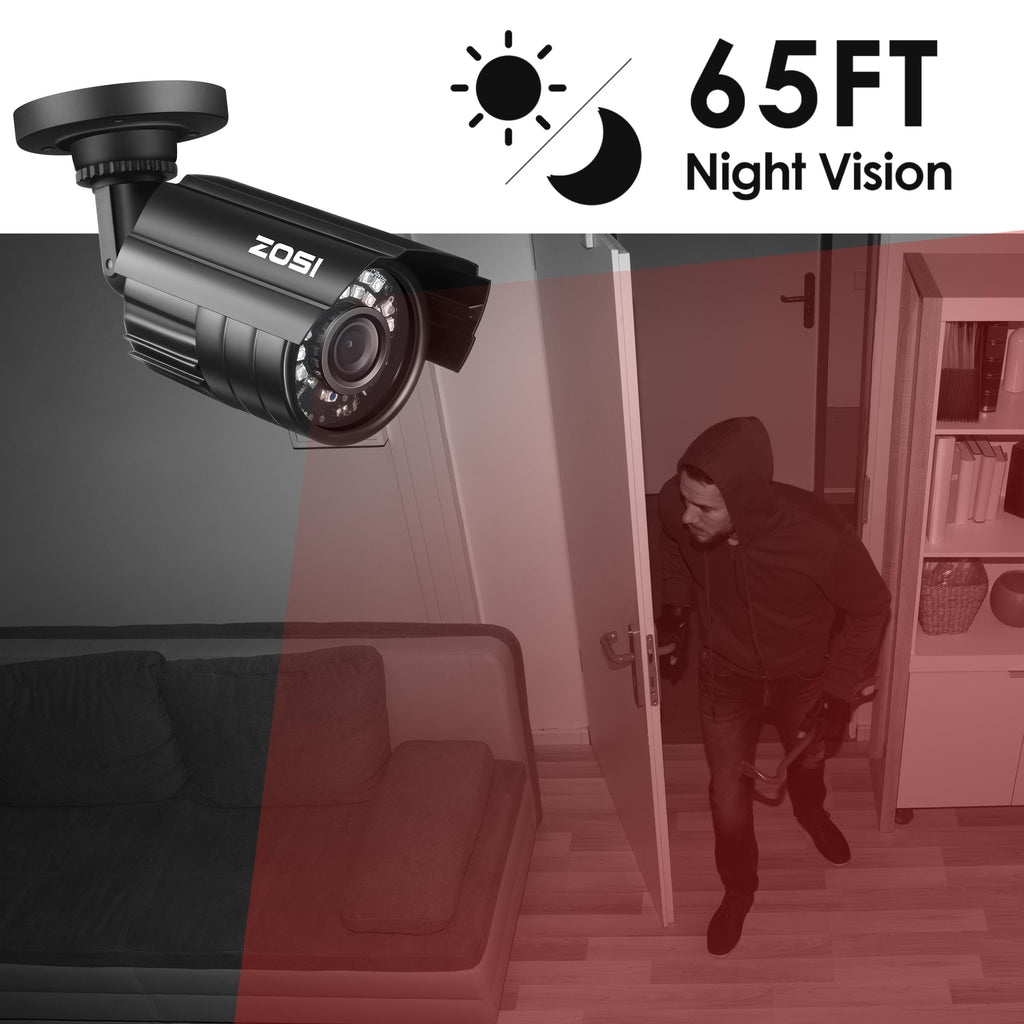 1080P HD TVI Security Camera - Versatile 4-in-1 Wired Outdoor Bullet Camera for Residential and Commercial CCTV Systems with Night Vision Capability