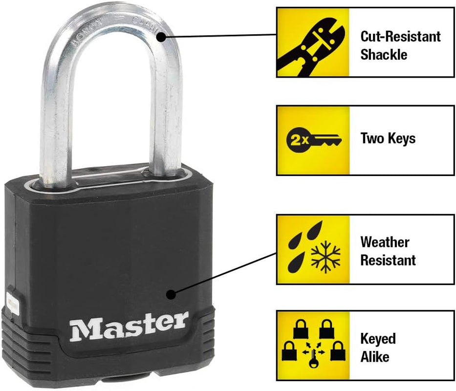 Black Key Lock, Heavy Duty Weather Resistant Padlock with Cover, Keyed Alike Padlocks for Outdoor Use, 4 Pack, M115XQLF