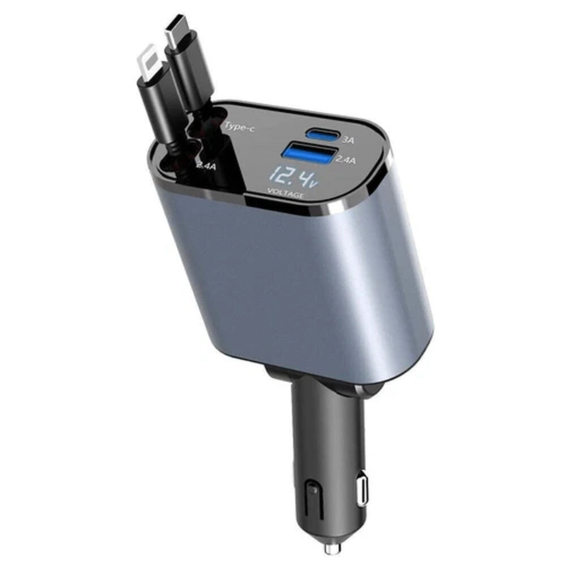 Retractable 4-in-1 Fast Car Charger with 16 Ports and 120W USB Type-C Cable Set