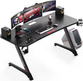 55-Inch Ergonomic Gaming Desk with Z-Shaped Design, Integrated Mouse Pad, Gaming Handle Rack, Cup Holder, and Headphone Hook